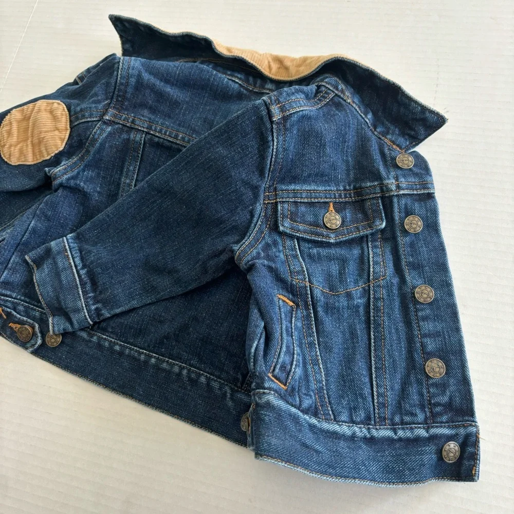 Talbots Kids Denim Jean Barn Jacket Corduroy Collar Elbow Patches Toddler 12 Mon